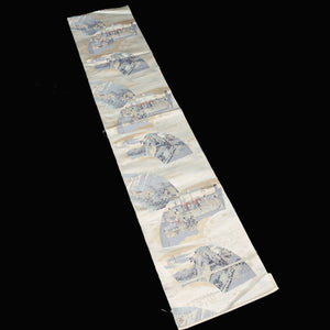 BB10029AC Silk Obi Fabric Ukiyoe White 57.9x11.0in(147x28cm)