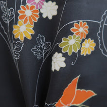 Load image into Gallery viewer, Haori Jacket Black Butterfly Floral pattern Silk #11076A4
