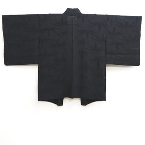 Haori Jacket Vintage(1950-1980) Black See-Through Bamboo leaf Silk #10039C5