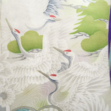 Load image into Gallery viewer, Furisode Purple Crane Birds Tall Silk #10555B4
