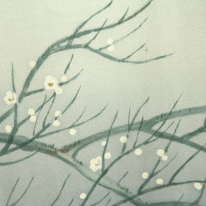 Kimono Light Gray Plum blossom Branch Silk #10535B3