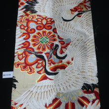 Load image into Gallery viewer, BB10109AG Silk Obi Fabric Vintage(Pre-1920) Crane Birds White 76.8x11.0in(195x28cm)
