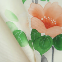 Load image into Gallery viewer, Kimono Vintage(1950-1980) Cream white See-Through Flower Tall Silk #10276E4
