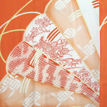 Load image into Gallery viewer, Juban Vintage(1950-1980) Vermillion Folding Fan Silk #10368F4
