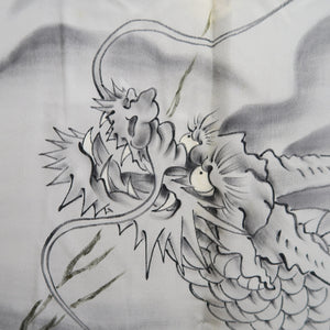 Men's Haori Vintage(1950-1980) Black Montsuki Dragon Wide Silk #10439A3