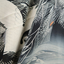 Load image into Gallery viewer, Tomesode Vintage(1920-1950) Black Hand painted Crane Birds Silk #10404A1
