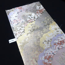 Load image into Gallery viewer, BB10059AD Silk Obi Fabric Cherry Blossom Gold Light Purple 51.6x11.0in(131x28cm)
