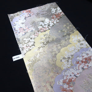 BB10059AD Silk Obi Fabric Cherry Blossom Gold Light Purple 51.6x11.0in(131x28cm)