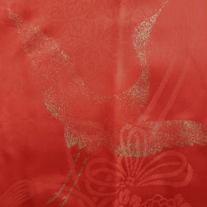 Juban Vintage(1950-1980) Red Gold Crane Birds Silk #10506B1