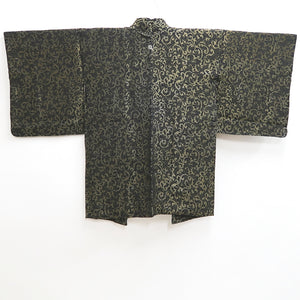 Haori Jacket Vintage(1950-1980) Black Gold Karakusa Silk #10114D2