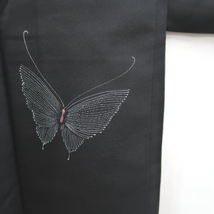 Haori Jacket Vintage(1950-1980) Black Butterfly Silk #9621H5
