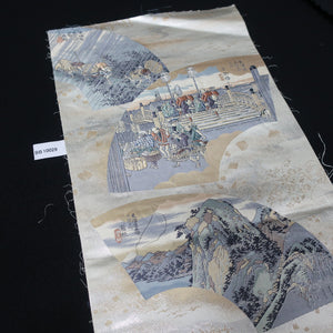 BB10029AC Silk Obi Fabric Ukiyoe White 57.9x11.0in(147x28cm)