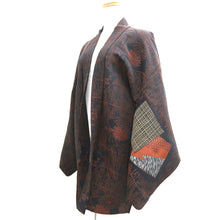 Load image into Gallery viewer, Haori Jacket Vintage(1950-1980) Black Gold Silver Chrysanthemum Plum blossom Silk #10996F4
