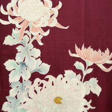 Load image into Gallery viewer, Haori Jacket Vintage(1950-1980) Wine red Chrysanthemum Silk #11015A1
