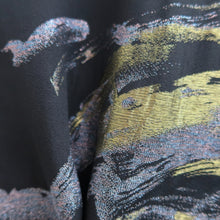 Load image into Gallery viewer, Haori Jacket Vintage(1950-1980) Black Gold Silver Wave Silk #10825E1
