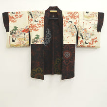 Load image into Gallery viewer, Haori Jacket Vintage(1950-1980) Black Brown Flower Silk #9731A1
