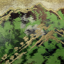 Load image into Gallery viewer, Fukuro Obi Vintage(1950-1980) Gold Brown Green Mountain Silk BB324V9
