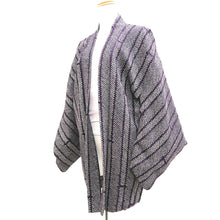 Load image into Gallery viewer, Haori Jacket Vintage(1950-1980) Black Purple Shibori Bamboo Silk #9900B3
