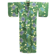 Load image into Gallery viewer, Yukata Green Flower Cotton #10760D3
