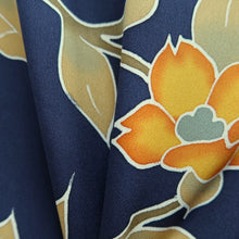 Load image into Gallery viewer, Haori Jacket Vintage(1950-1980) Dark Blue Camellia Silk #10144D3
