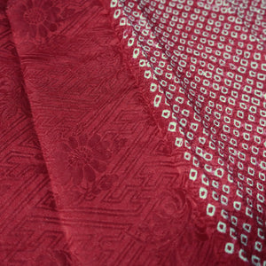 KK1390B7 Silk Kimono Fabric Vintage(1950-1980) Shibori Red 83.1x12.6in(211x32cm)