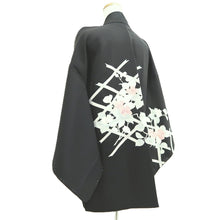 Load image into Gallery viewer, Haori Jacket Black Floral pattern Silk #11077A4
