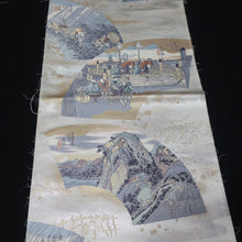 Load image into Gallery viewer, BB10029AC Silk Obi Fabric Ukiyoe White 57.9x11.0in(147x28cm)
