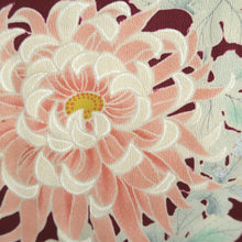 Load image into Gallery viewer, Haori Jacket Vintage(1950-1980) Wine red Chrysanthemum Silk #11015A1
