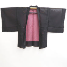 Load image into Gallery viewer, Haori Jacket Vintage(1950-1980) Black Magenta Sheer Botanical Silk #10907E5
