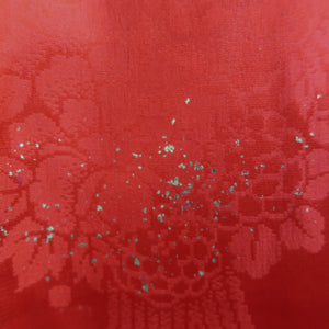 Juban Vintage(1950-1980) Red Gold Crane Birds Silk #10506B1