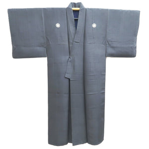 Men's Kimono Vintage(1950-1980) Dark Gray Montsuki Silk #10467A5