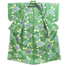 Load image into Gallery viewer, Yukata Green Flower Cotton #10760D3
