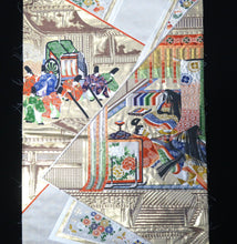 Load image into Gallery viewer, BB10089AF Silk Obi Fabric Heian Princess Gold White 39.0x11.0in(99x28cm)
