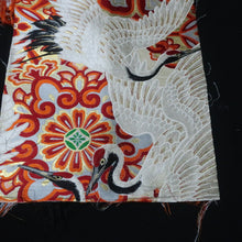 Load image into Gallery viewer, BB10109AG Silk Obi Fabric Vintage(Pre-1920) Crane Birds White 76.8x11.0in(195x28cm)

