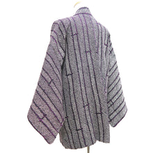 Load image into Gallery viewer, Haori Jacket Vintage(1950-1980) Black Purple Shibori Bamboo Silk #9900B3
