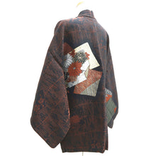 Load image into Gallery viewer, Haori Jacket Vintage(1950-1980) Black Gold Silver Chrysanthemum Plum blossom Silk #10996F4
