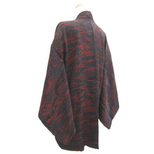 Load image into Gallery viewer, Haori Jacket Vintage(1950-1980) Black Red Wave Silk #11067A4
