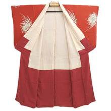 Load image into Gallery viewer, Kimono Vintage(1950-1980) Vermillion Chrysanthemum Silk #10780D4
