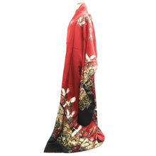 Load image into Gallery viewer, Furisode Red Gold Crane Birds Silk #11084A5
