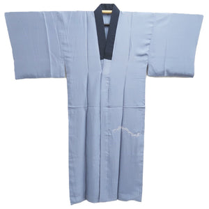 Men's Juban Blueish Gray Landscape Mt. Fuji Tokaido Silk #10451A4