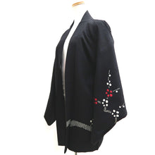 Load image into Gallery viewer, Haori Jacket Vintage(1950-1980) Black Shibori Plum blossom Branch Silk #9995C2
