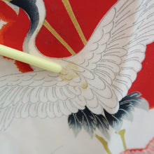 Load image into Gallery viewer, Juban Vintage(1920-1950) Red White Crane Birds Silk #10380F4
