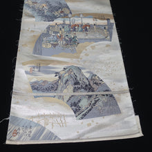 Load image into Gallery viewer, BB10029AC Silk Obi Fabric Ukiyoe White 57.9x11.0in(147x28cm)
