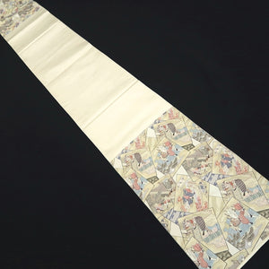 Fukuro Obi White Beige Gold Heian Period Aristocrats Princess Silk BB275V6