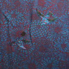 Load image into Gallery viewer, Haori Jacket Vintage(1950-1980) Blue Wine red Chrysanthemum Bird Silk #10675D1
