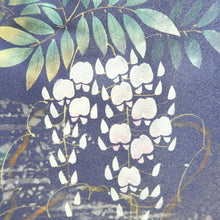 Load image into Gallery viewer, Kimono Blue Gold Hand painted Wisteria Kintoushi Silk #9927B4
