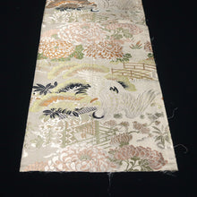 Load image into Gallery viewer, BB10039AC Silk Obi Fabric Vintage(1920-1950) Crane Birds Brown 72.0x11.4in(183x29cm)
