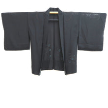 Load image into Gallery viewer, Haori Jacket Vintage(1950-1980) Black Blue Sheer Embroidery Silk #10917E5
