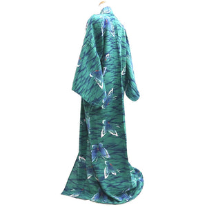 Yukata Green Butterfly Cotton #9914B4