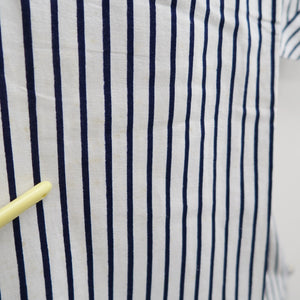 Yukata Vintage(1950-1980) White Navy Curling Wave Cotton #10487B1